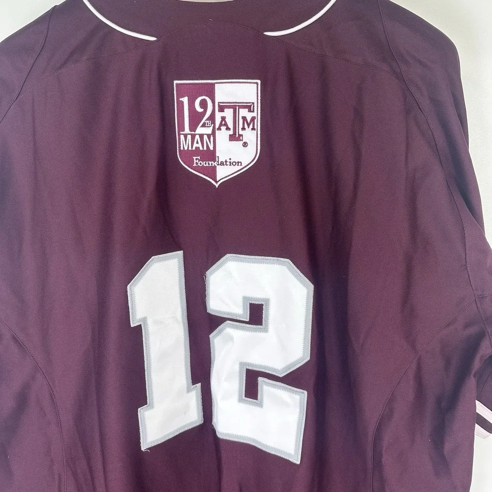 NWT Texas A&M Aggies Baseball‎ Jersey Mens XL Red 12th Man Adidas Polyester NCAA
